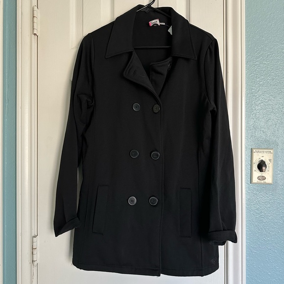 Roxy Black Double Breasted Trench Coat size XL - Picture 1 of 4